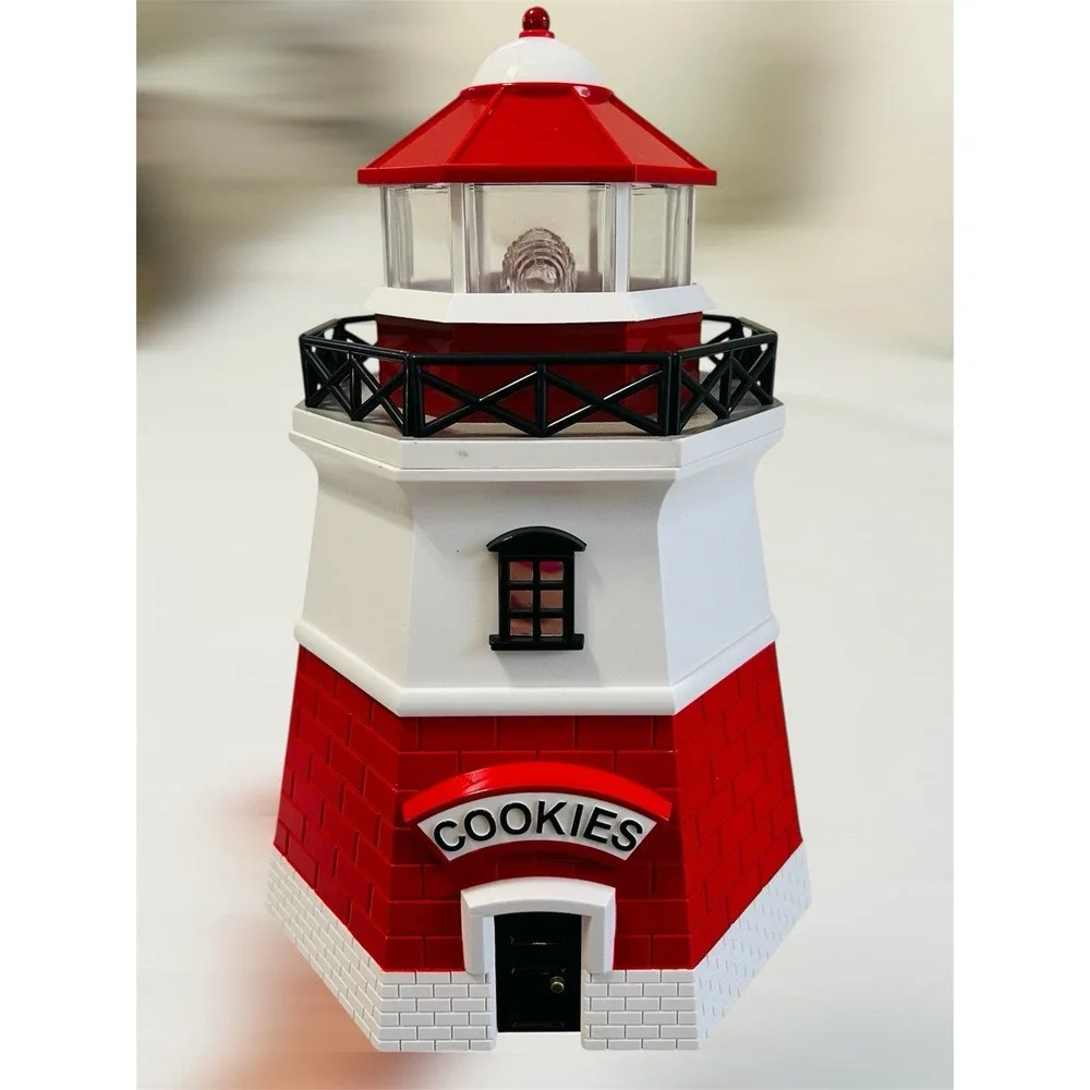 Vintage Light House Cookie Jar 1999 Turns On-Adding Cookies‎ Holiday Christmas